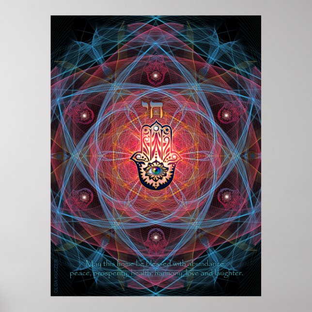 Póster Hamsa-Chai con la bendición del hogar (Frente)