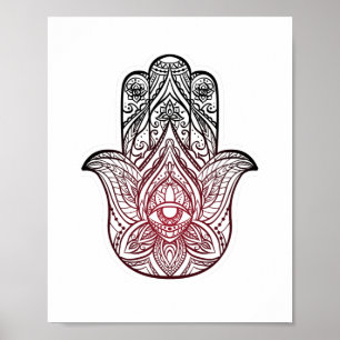 Póster Hamsa con patrón boho