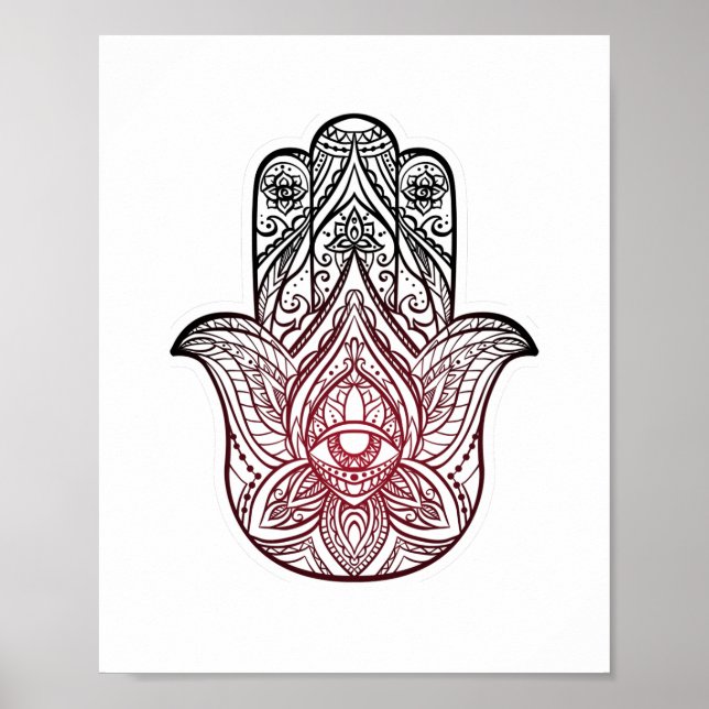 Póster Hamsa con patrón boho (Frente)
