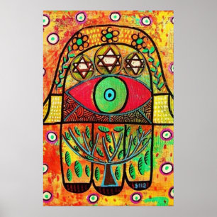 Póster Hamsa del Árbol de la Vida