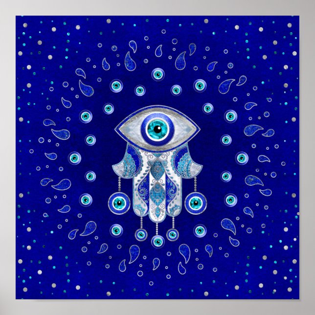 Póster Hamsa Hand-Evil Eye Amulet (Frente)