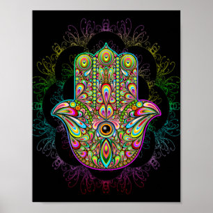 Póster Hamsa Hand Psychedelic Art
