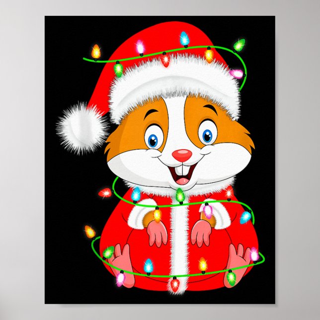Póster Hamster Christmas Lights Santa Costume Cute Animal (Frente)