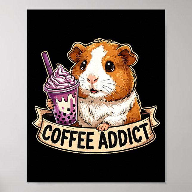 Póster Hamster Coffee Addict Cute Rodent Boba Tea Gift  (Frente)