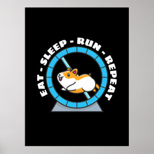 Póster Hámster Come Duerme Corre Repite