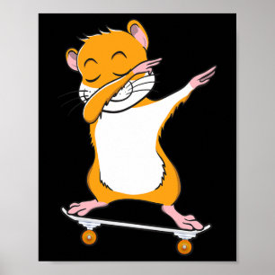 Póster Hámster en monopatín regalo para monopatinista