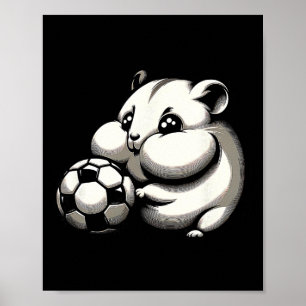 Póster Hámster Regordete Con Cartoon Kawaii Ll De Fútbol
