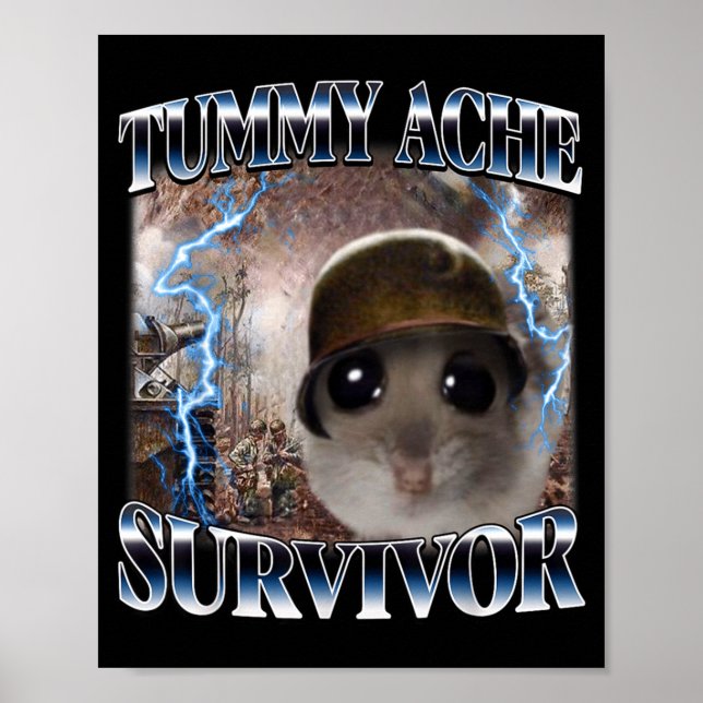 Póster Hamster Sobreviviente de Dolor de Barriga Divertid (Frente)