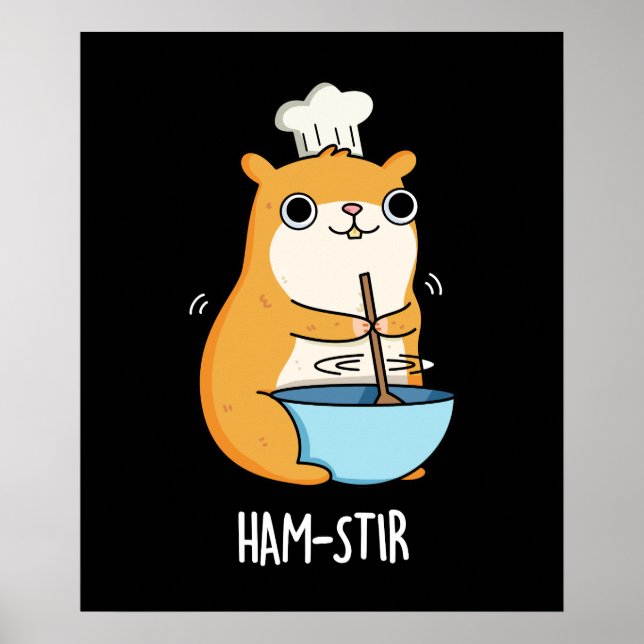 Póster Hamstir Funny Hamster Pun Dark BG (Frente)