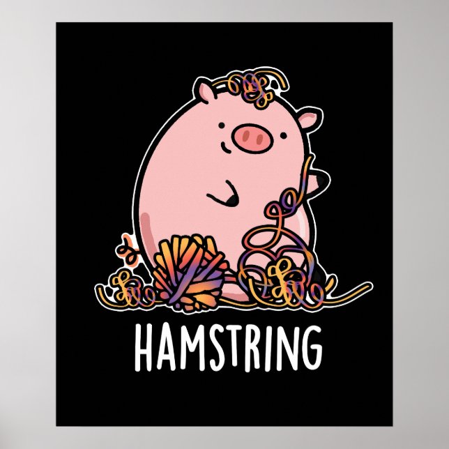 Póster Hamstring Funny Pig Pun Dark BG (Frente)