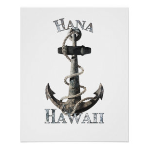 Póster Hana Hawaii Vacaciones Ancla Náutica Navegación