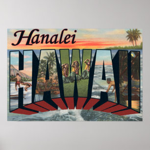 Póster Hanalei, Hawaii - escenas grandes de la letra