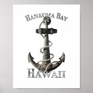 Póster Hanauma Bay Hawaii Vacaciones Ancla Náutica Sailin
