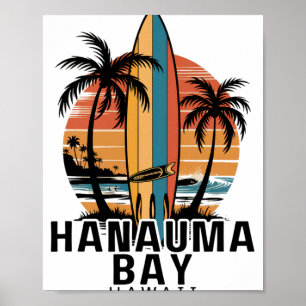 Póster Hanauma Y surfista de surf de Hawái