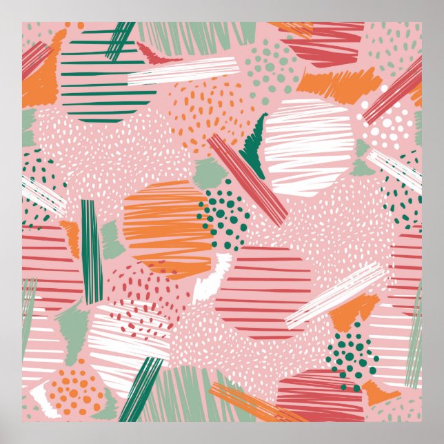 Póster Hand drawn abstract line and paint seamless patter (Frente)