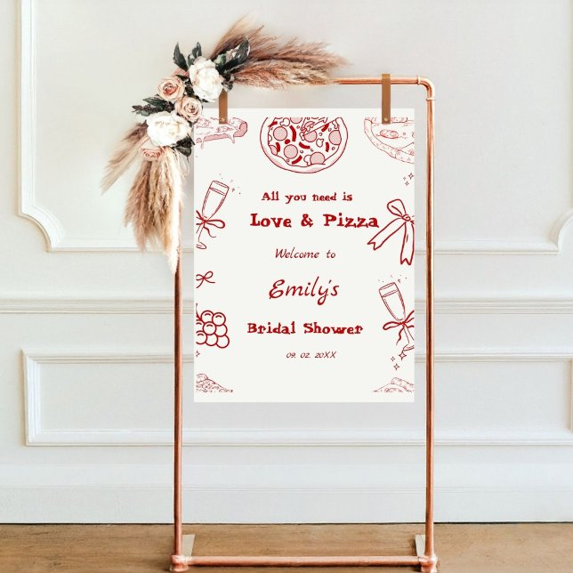 Póster Hand Drawn es love & Pizza Bridal Shower (Subido por el creador)