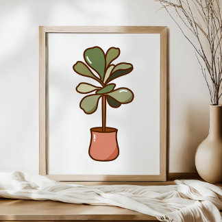 Póster Hand-Drawn Fiddle Leaf Fig Plant Art