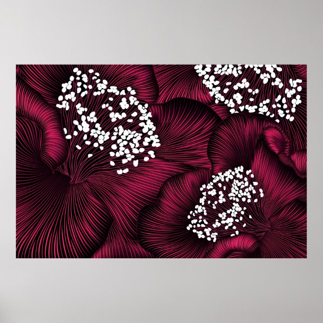Póster Hand drawn floral pattern with camelia flowers (Frente)