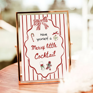 Póster Hand Drawn Merry Little Cocktail Christmas Bar