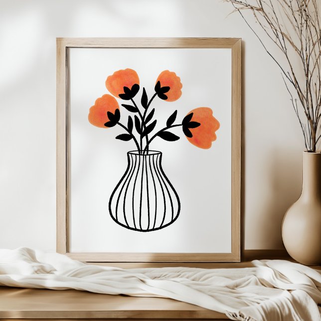 Póster Hand-Drawn Mixed Media Vase and Orange Florals (Subido por el creador)