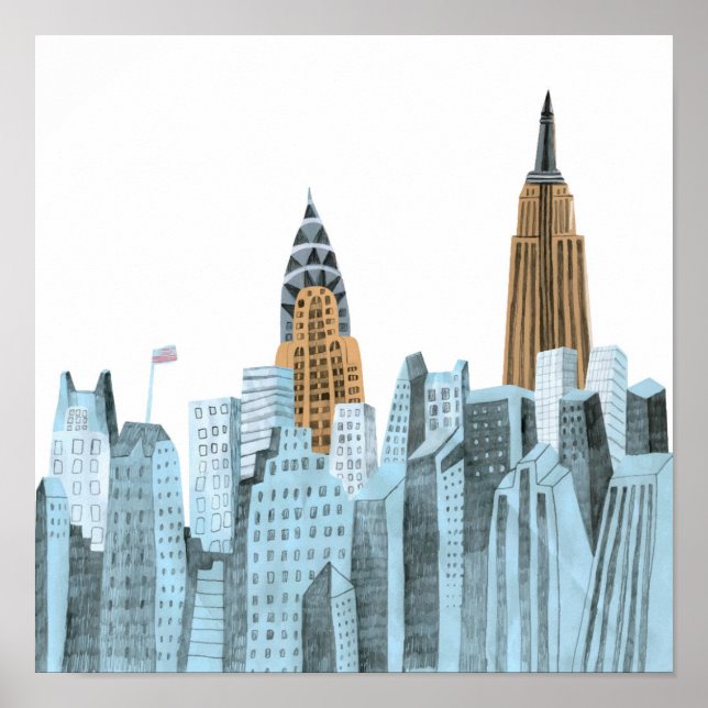 Póster Hand Drawn New York City, NY (Frente)
