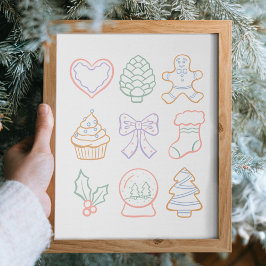 Póster Hand Drawn Pastel Christmas Girly Coquette Pink