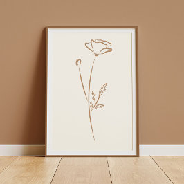 Póster Hand Drawn Poppy Wall Art Flower Print Minimalist