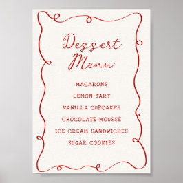 Póster Hand Drawn Red Frame Dessert Menu