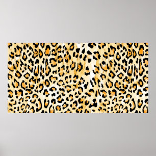 Póster hand drawn seamless yellow and white color leopard