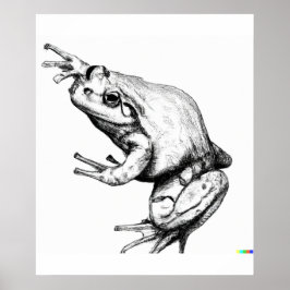 Póster Hand drawn sketch of frog in ukiyo-e art