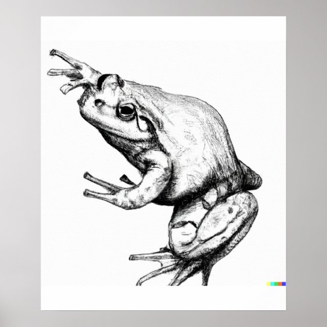 Póster Hand drawn sketch of frog in ukiyo-e art (Frente)