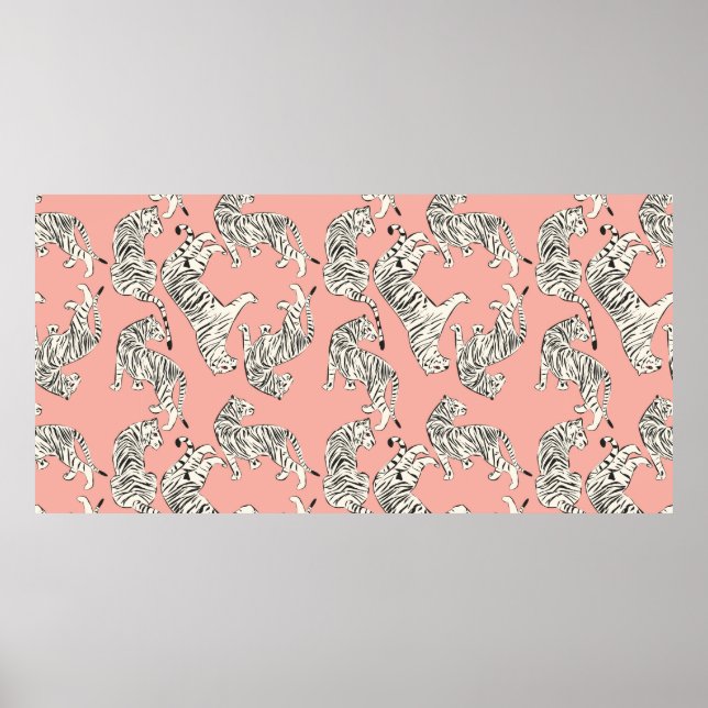 Póster Hand drawn tiger seamless pattern, big cats in dif (Frente)