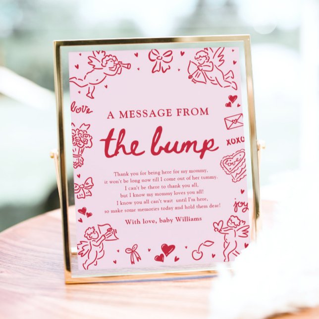 Póster Hand Drawn Valentine A Message From The Bump Sign (Hand Drawn Valentine A Message From The Bump Sign)