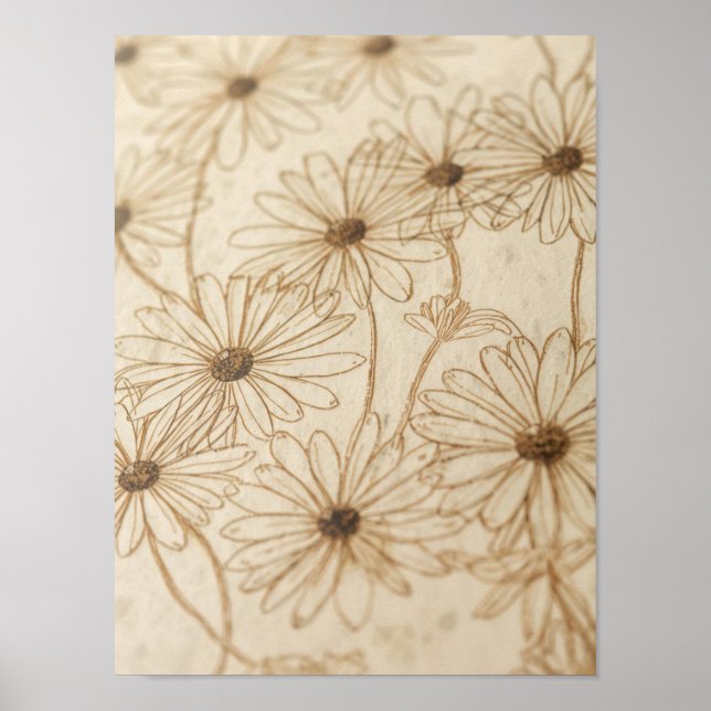 Póster Hand-drawn vintage daisies (Frente)