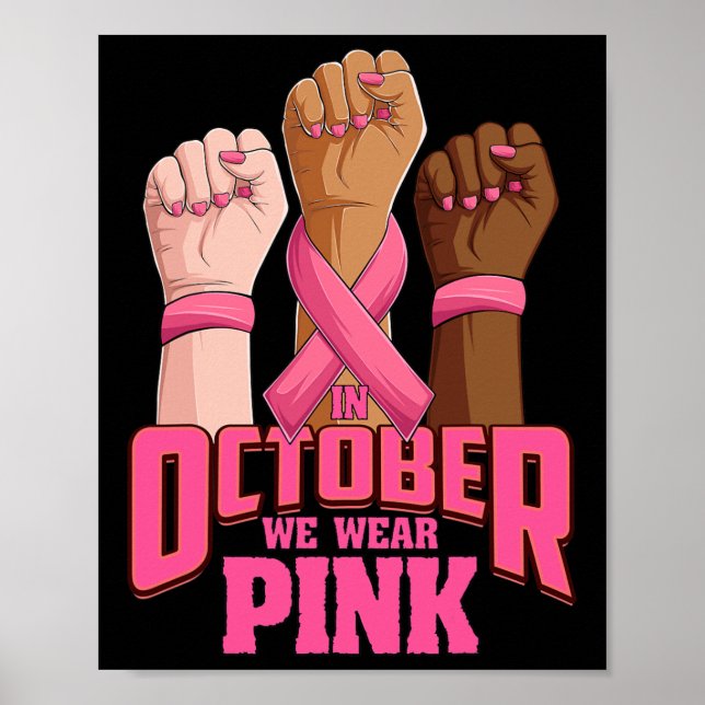 Póster Hand En Octubre usamos conciencia de cáncer de mam (Frente)