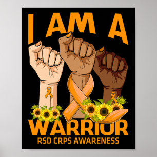 Póster Hand I Am A Warrian RSD CRPS Awareness Sunflower