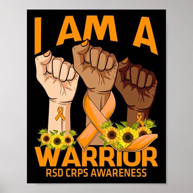 Póster Hand I Am A Warrian RSD CRPS Awareness Sunflower (Frente)