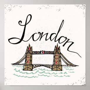 Póster Hand Lettered London Bridge