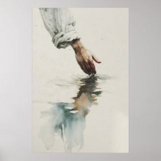 Póster Hand Of Jesus Christ Watercolor Christian Art