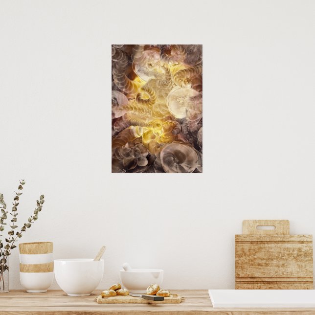 Póster Hand Painted Abstract Glow in Earth Tones (Cocina)