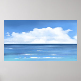 Póster Hand Painted Blue Sky Ocean