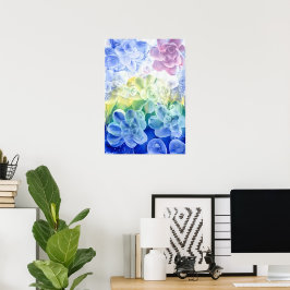 Póster Hand Painted Pastel Floral Abstract in Gouache