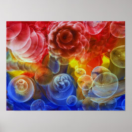 Póster Hand Painted Rainbow Bubble Abstract Art