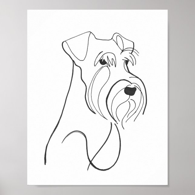 Póster Hand Painted Schnauzer Minimalist Dog Artwork (Frente)