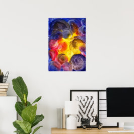 Póster Hand Painted Vibrant Abstract Gouache Art