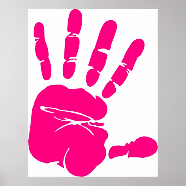 Póster Hand print pink paint art palm (Frente)
