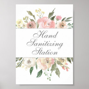 Póster Hand Sanitizing Station Chic Floral Wedding Poster