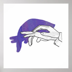 Póster Hand Silhouette Anteater Purple