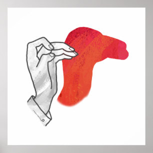 Póster Hand Silhouette Camel Red