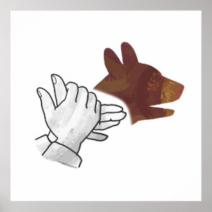 Póster Hand Silhouette Dog Brown